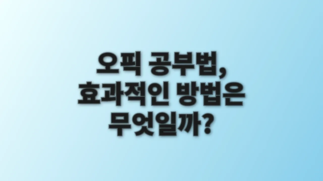 오픽 공부법, 효과적인 방법은 무엇일까?